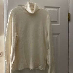 j Crew white turtleneck sweater.